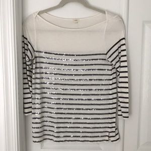 Sequin Striped 3/4 Sleeve